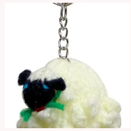 Hand Painted Ceramic Sheep Keychain