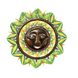 Large Green Sun Metal Wall Art, 22″ | Handmade in Haiti