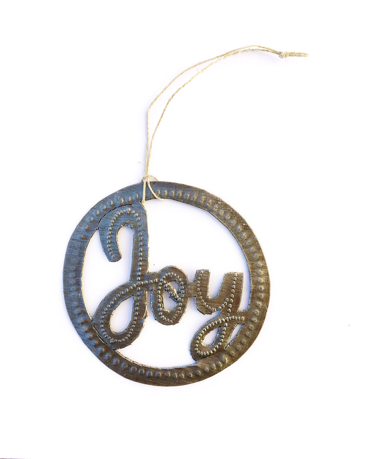Joy Circle Metal Art Ornament