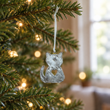 Handmade Steel Cat Ornament with Heart Cutout | Haitian Artisan Made, 4" x 4"