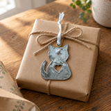 Handmade Steel Cat Ornament with Heart Cutout | Haitian Artisan Made, 4" x 4"