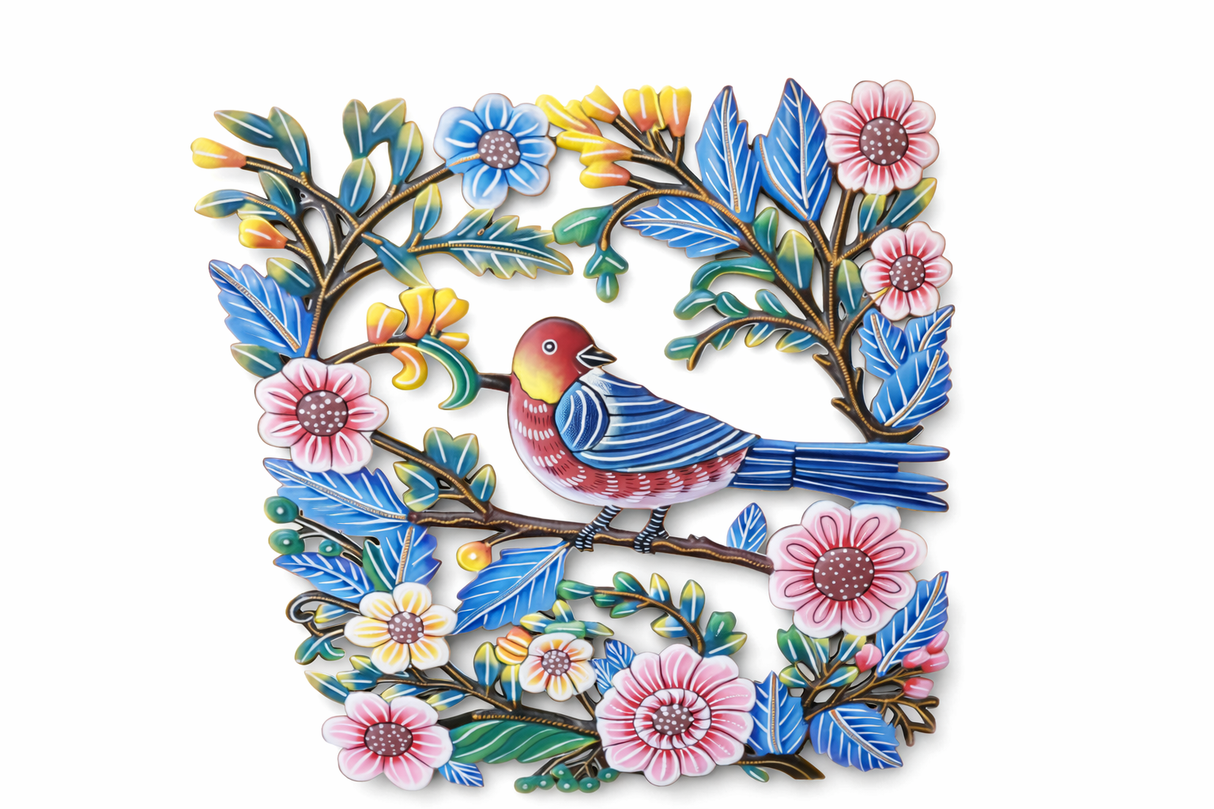 Butterfly & Blooms Metal Art