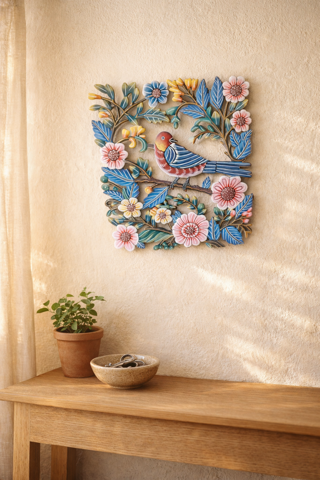 Butterfly & Blooms Metal Art