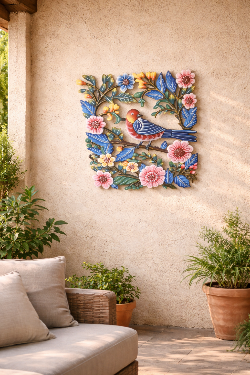 Butterfly & Blooms Metal Art