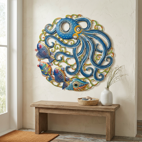 : Haitian Octopus Metal Wall Art, 23" | Recycled Steel