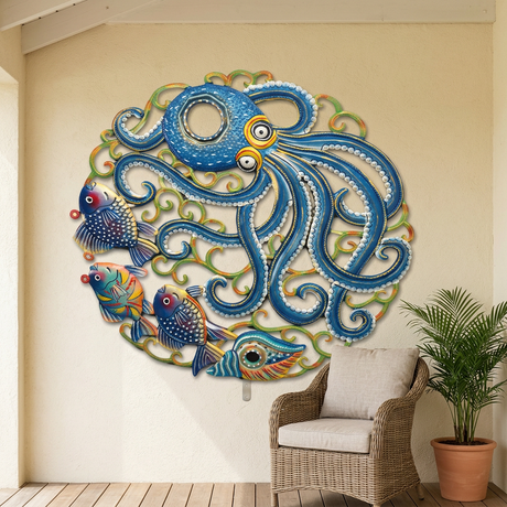: Haitian Octopus Metal Wall Art, 23" | Recycled Steel