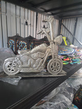 Haitian Handcrafted Metal Motorcycle Sculpture – Recycled Steel Chopper Art