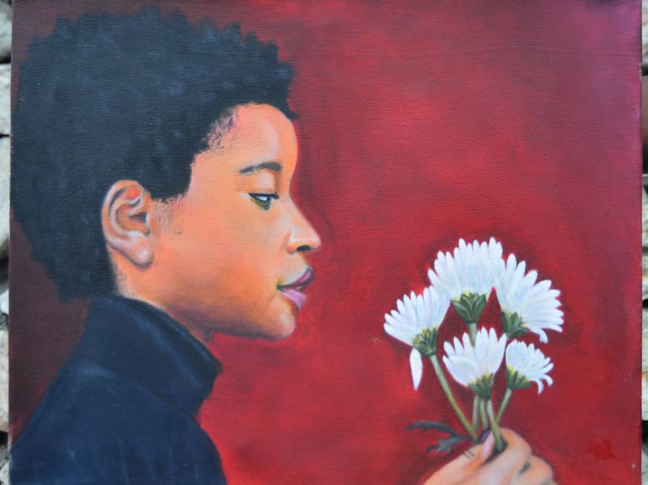 Woman with White Flowers