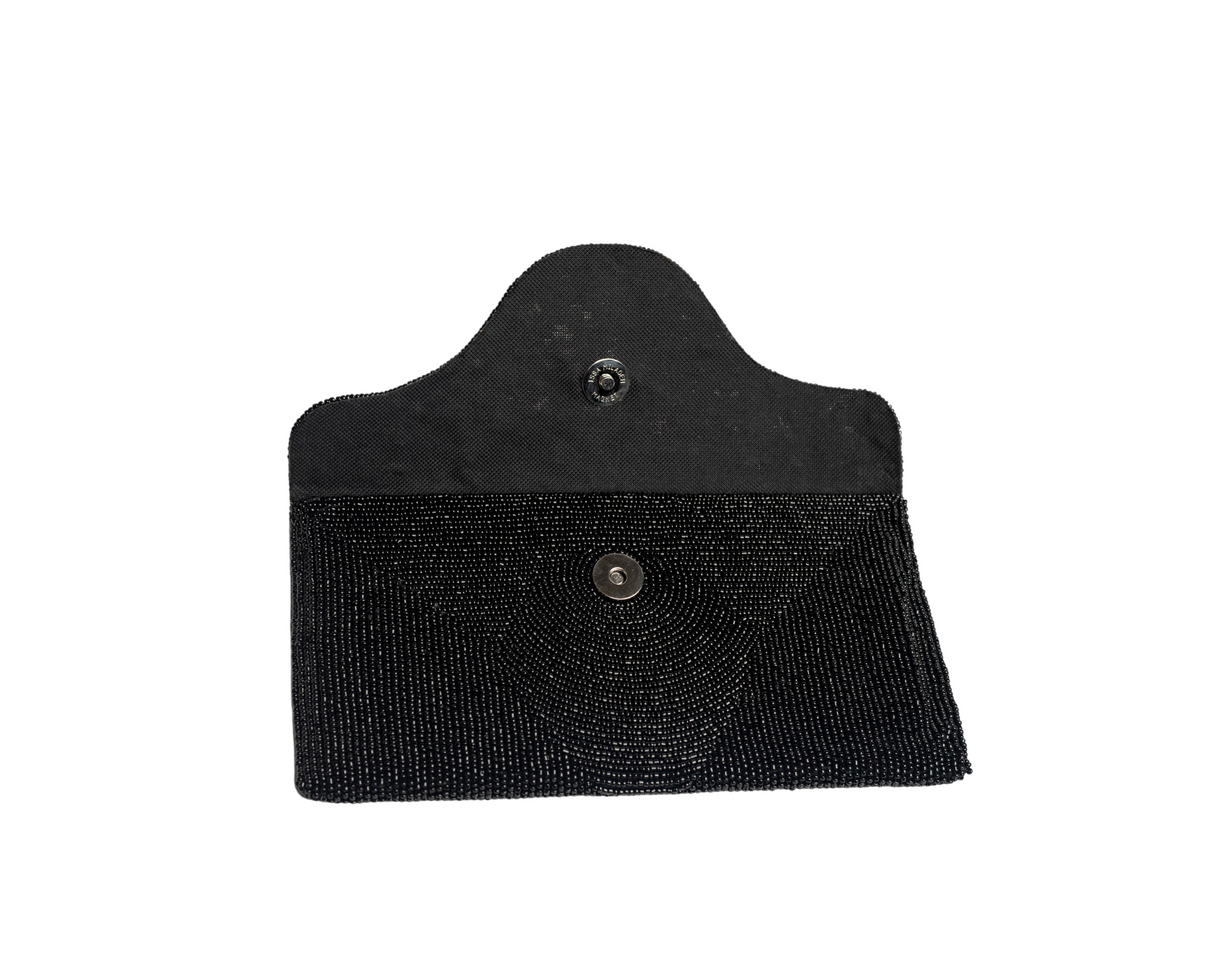 Black Handmade Haitian Women Envelop Clutch Purse Made of Beads