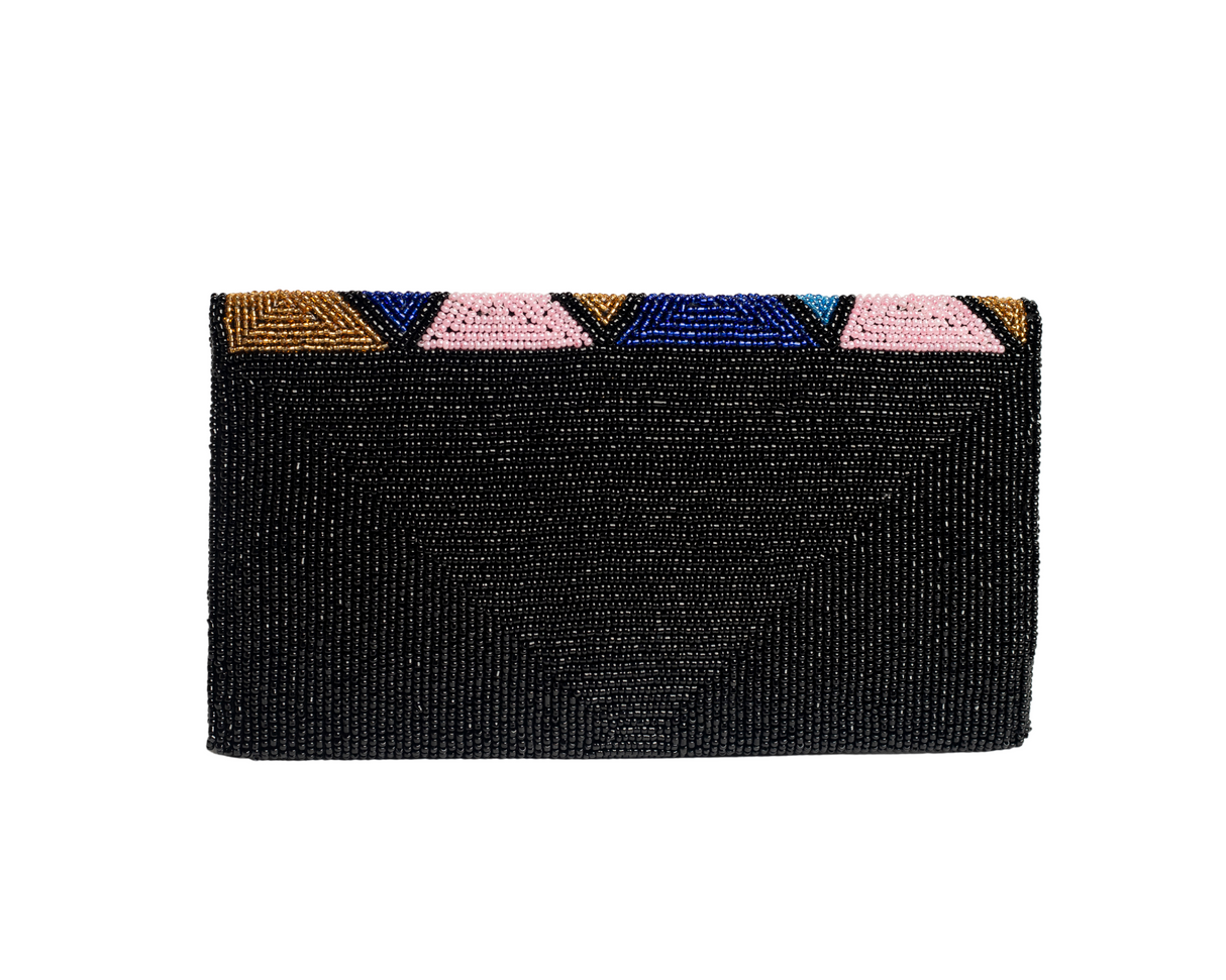 Black Handmade Haitian Women Envelop Clutch Purse Made of Beads