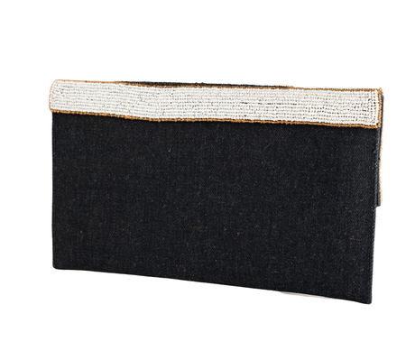 Black Handmade Women Clutch Purse Made of Beads