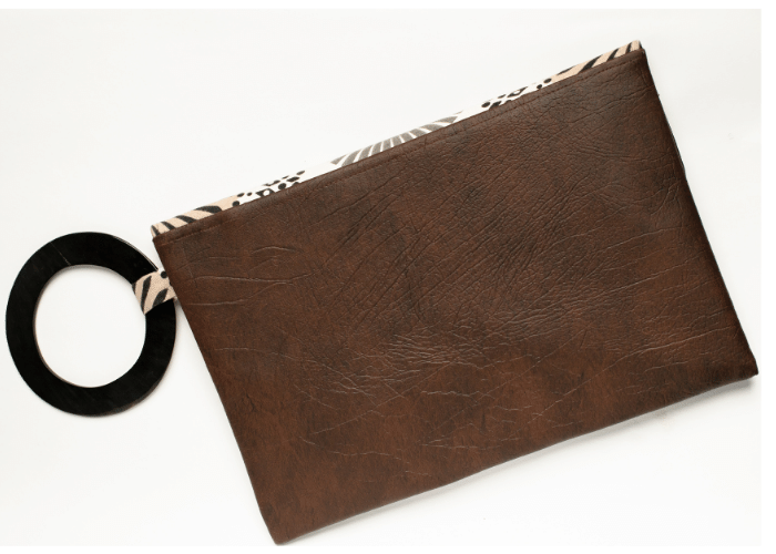 Brown Handmade Women Clutch Purse Leather Envelop Triangle Cover