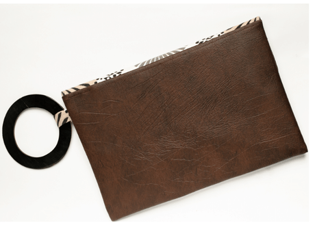 Brown Handmade Women Clutch Purse Leather Envelop Triangle Cover
