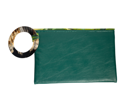 Dark green Handmade Women Clutch Purse Leather Envelop