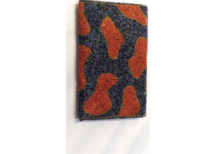 Orange/Black Handmade Women Clutch Purse Made of Beads With Triangle Cover