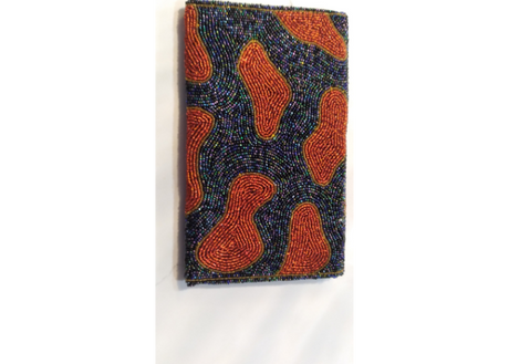 Orange/Black Handmade Women Clutch Purse Made of Beads With Triangle Cover