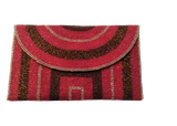Red Handmade Women Clutch Purse Made of Beads With Triangle Cover