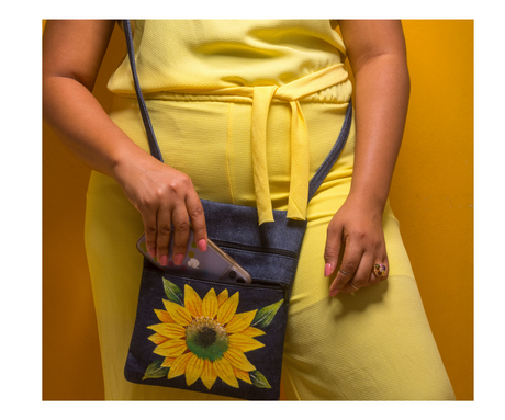 Blue Handmade Cross Body Bag Made by Aury Collections