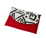 Handmade Women Clutch Purse White and Red with Black Stripe