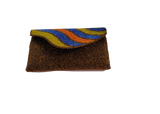 Brown Handmade Women Clutch Purse Made of Beads With Triangle Cover