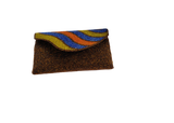 Brown Handmade Women Clutch Purse Made of Beads With Triangle Cover