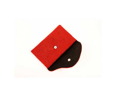 Handmade Women Clutch Purse Red Circular Shape Cover Made with Beads