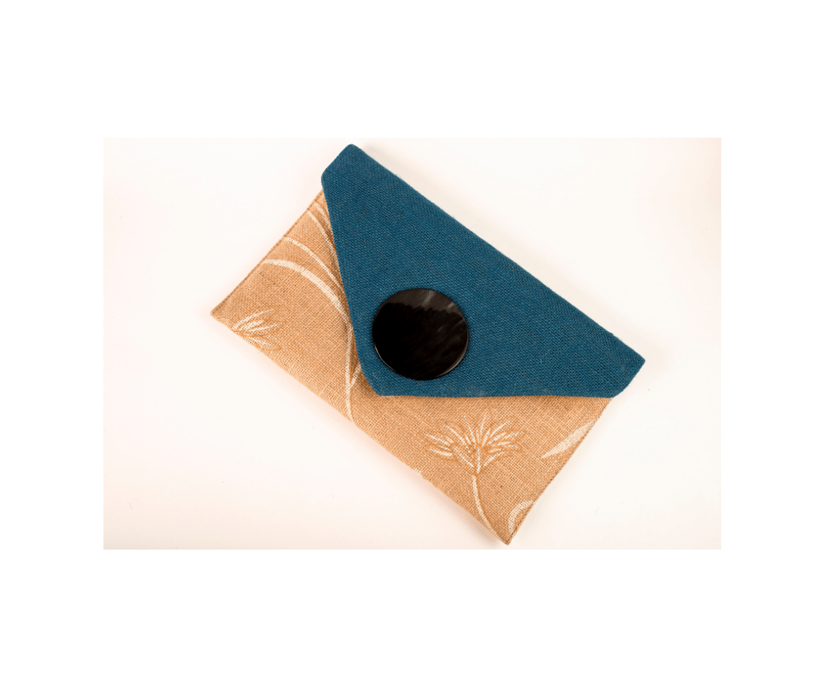 Gold with Blue Cover Handmade Women Clutch Purse