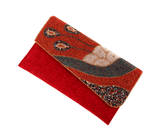 Red Handmade Women Clutch Purse Made of Beads